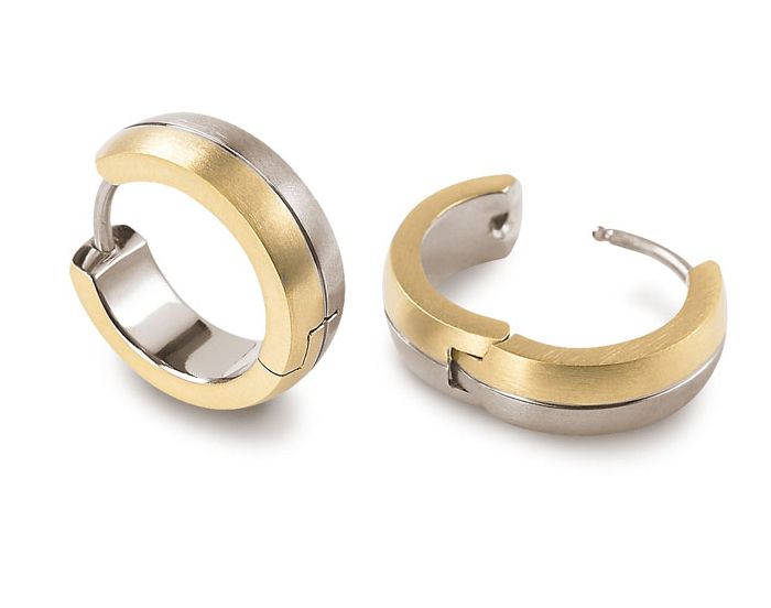 Boccia Titanium 0539-02 Kreolörhängen Bicolor • Rent titan med 18kt gult guld • Satinmatterat och högglanspolerats