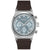 Herren-Chronograph BOSS mit Quarzwerk, rundem Edelstahlgehäuse, blauem Zifferblatt und braunem Lederband