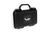 Svart transportbox med bärhandtag och präglad V-logotyp