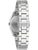 Damenarmbanduhr Rückseite mit silbernem Metallarmband und strukturiertem Gehäuse