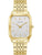 Bulova Herrenarmbanduhr mit goldfarbenem Metallband, rechteckigem Zifferblatt, Datum bei 18