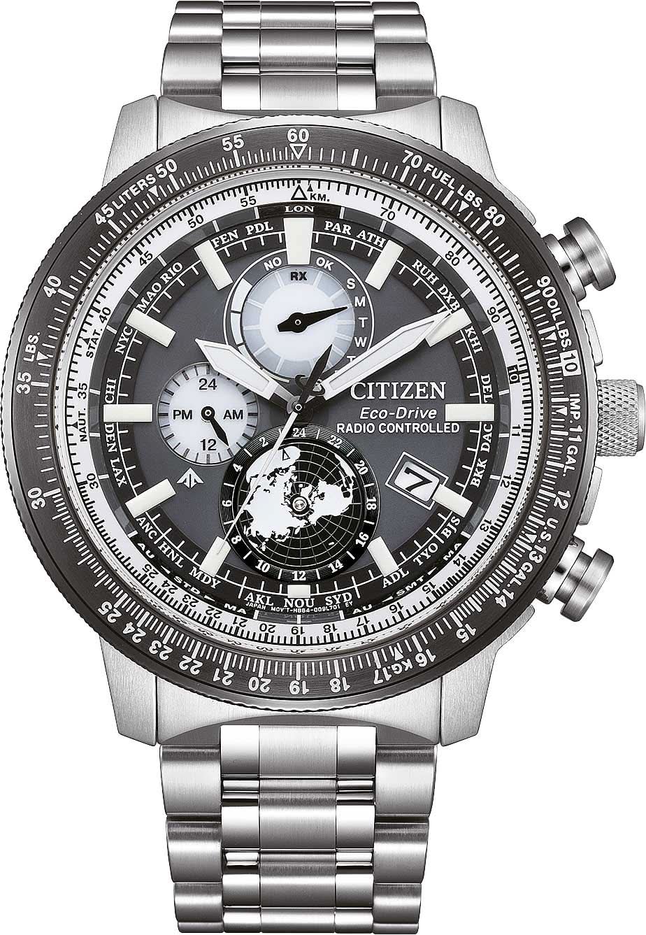Citizen Promaster herrklocka med metallarmband, mörkgrå urtavla och sub-urtavlor