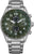 Citizen Eco-Drive Chronograph: Herrklocka med grön urtavla och armband i rostfritt stål.