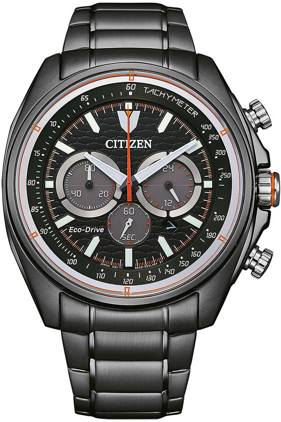 Citizen Eco-Drive herrchronografklocka med svart urtavla och svart armband