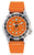 Herrklocka med orange urtavla, stålboett och orange armband