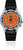 Armbandsur med svart silikonarmband, orange urtavla och självlysande visare