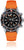 Herrklocka med svart urtavla, orange silikonarmband och kronografurtavla