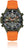Herrklocka med dykarklocka och orange silikonarmband, svart infattning