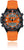 Herrklocka med orange silikonarmband, svart urtavla och digital display