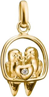 Thomas Sabo Charm-hänge Lovebirds i förgyllt silver med hjärta och gnistrande sten