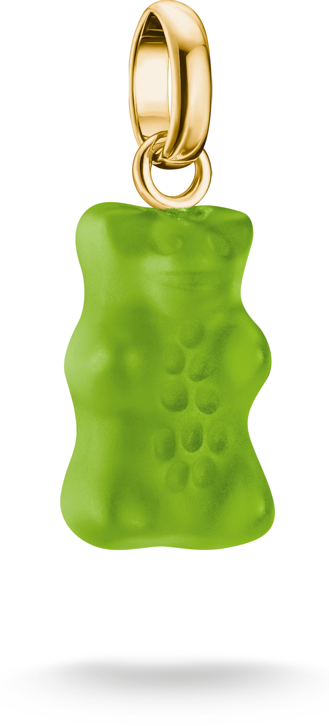 Berlock med grönt glas, guldbjörn och förgyllt öga