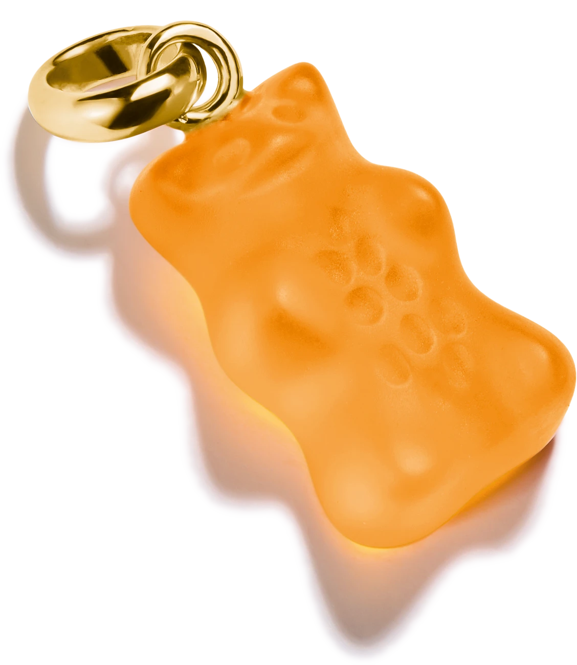Guldpläterad bergschack-berlock med orange emalj och ögla