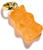 Guldpläterad bergschack-berlock med orange emalj och ögla