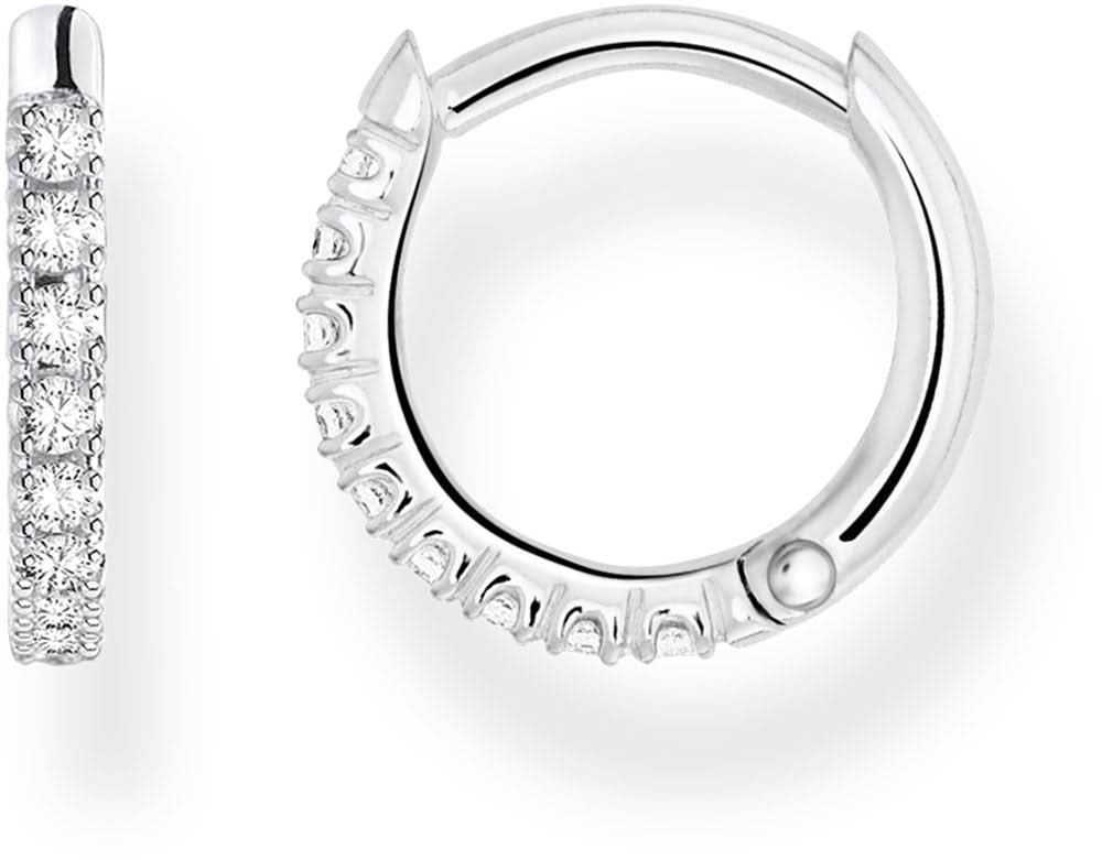 Örhänge i 925 sterlingsilver, smal rund creol med stenar