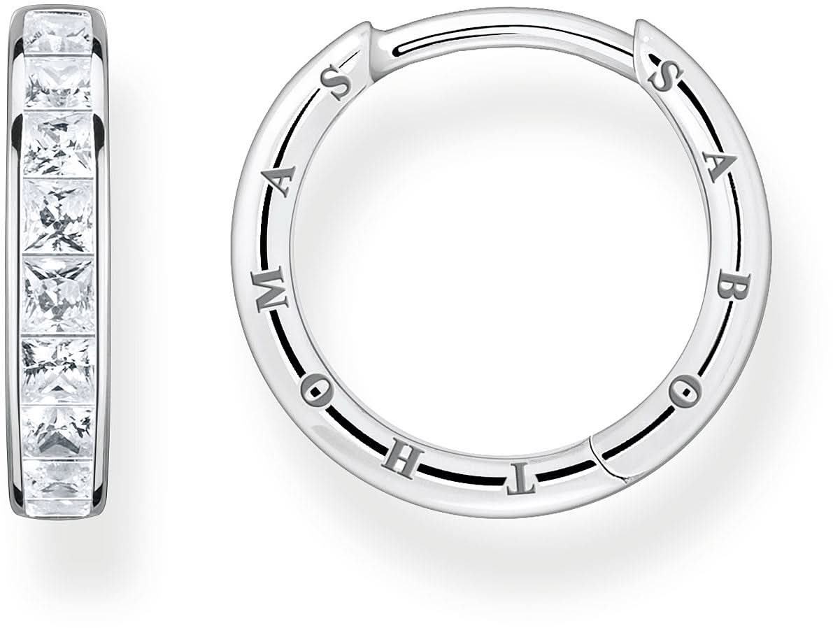 Creolörhänge i 925 sterlingsilver med stenar och graverade bokstavsringar