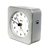 Funkwecker med silverfärgat hölje, analog display och sidoknapp