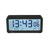 Sveglia con quadrante scuro e display digitale blu, più indicatore DST
