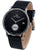 Herrenarmbanduhr mit schwarzem Zifferblatt und blauem Lederarmband, Datumsanzeige