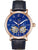 Herrenuhr mit marineblauem Zifferblatt, Roségoldgehäuse, Lederarmband mit blauer Steppung