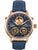 Carl von Zeyten Herrenuhr Roségold mit blauem Lederband, Open-Heart-Detail und Mondphase