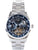 Herrenuhr mit blauem Skelettzifferblatt, Stahlband und sichtbarem Automatikuhrwerk