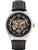 Carl von Zeyten Herrenuhr mit schwarzem Lederband und Skelett-Zifferblatt