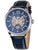 Herrenuhr mit Skelett-Automatik, blauem Zifferblatt und blauem Lederarmband