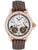 Herrenuhr mit roségoldenem Gehäuse, blauem Zifferblatt und braunem Lederband, Open-Heart