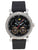 Herrenautomatikuhr mit schwarzem Lederarmband und skelettiertem schwarzem Zifferblatt