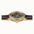 Ingersoll Automatik-Armbanduhr von oben, goldenes Gehäuse, Lederband