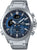 Casio EDIFICE herrklocka med blå urtavla och silverfärgat armband i rostfritt stål