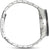 Armbandsur för herrar med silverfärgat metallarmband, sidovy från boettens baksida