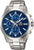 Casio Edifice herrklocka med blå urtavla, kronograf, armband i rostfritt stål
