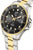 Herrarmbandsur med svart urtavla och armband i rostfritt stål, guldfärgad mittlinje