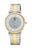Herrarmbandsur med armband i silverfärgad och guldfärgad metall, rund urtavla