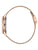 Damenuhr Seitenansicht mit Roségoldgehäuse, Schließe und Roségold-Maschenarmband