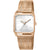 Esprit Cube Armbanduhr, roségoldfarbenes Edelstahlgehäuse mit Metallarmband und weißem Zifferblatt