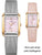 Armbanduhr mit rosafarbenem Zifferblatt, Roségold-Gehäuse und Edelstahl-Mesharmband