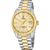 Festina Herrenuhr zweifarbig mit goldener Lünette, silbernem Armband und Datum.