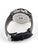 Herrenuhr-Rückseite mit dunkelblauem Lederarmband und Schnalle