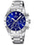 Festina Damenuhr mit silbernem Armband, blauem Chronographen-Zifferblatt und Chrono-Drückern
