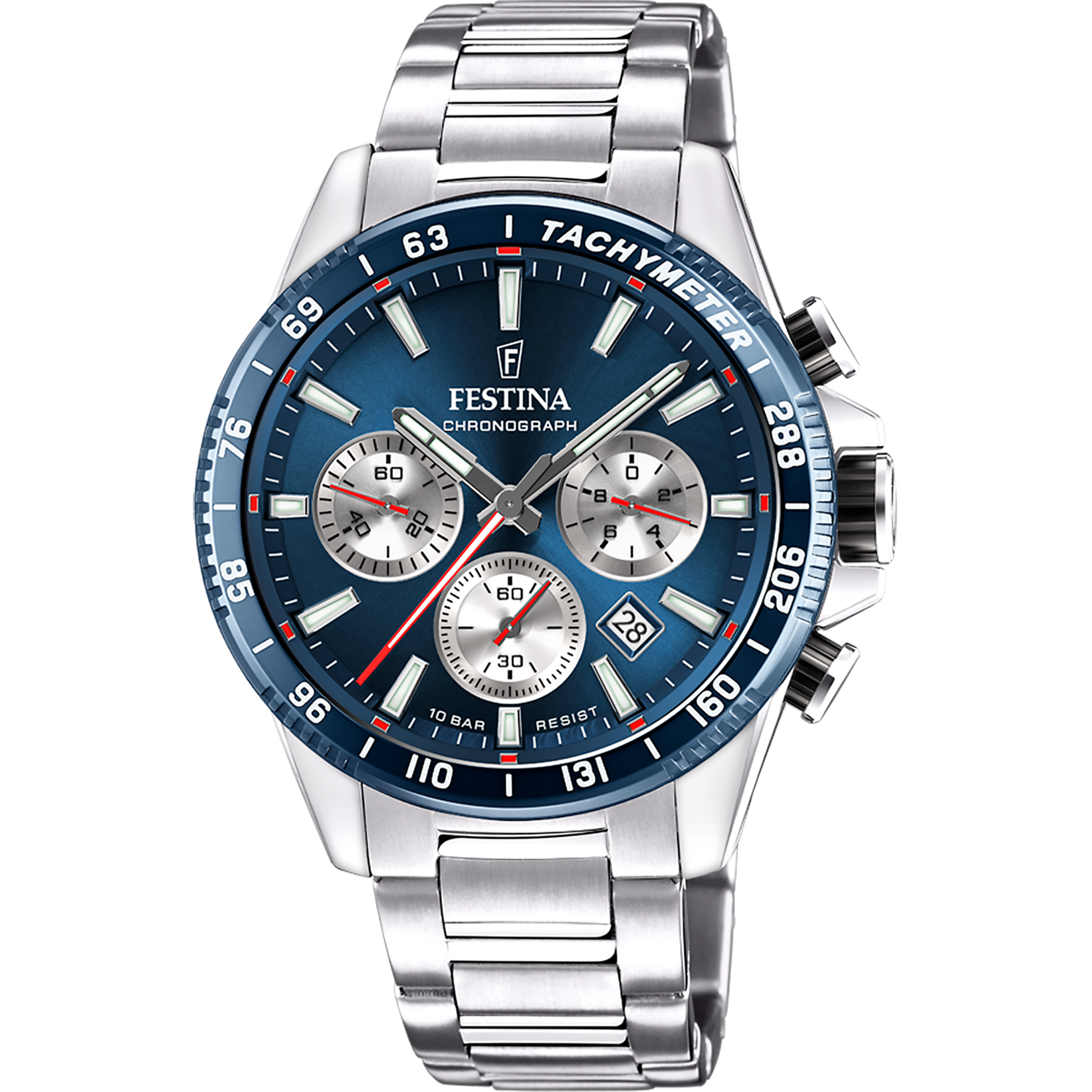 Festina Timeless Chronograph F20560/2 Herrenuhr Blau • Miyota Quarzwerk • 10 ATM wasserdicht