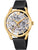 Festina Damenuhr mit schwarzem Metallband, goldfarbener Lünette und Skelettzifferblatt