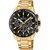 Festina herrklocka kronograf med svart urtavla, tachymeter, guldfärgat rostfritt stålband