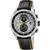 Herren-Chronograph mit schwarzem Lederarmband, silbernem Gehäuse und schwarzem Zifferblatt