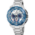 Herren-Armbanduhr mit silbernem Edelstahlband und blauem Chronograph-Zifferblatt