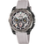 Herren-Chronograph-Armbanduhr: schwarzes Zifferblatt, silbernes Gehäuse, helles Silikonarmband