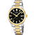 Festina Herrenuhr mit schwarzem Zifferblatt, gold-silberfarbenem Band und Datumsanzeige