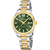 Festina Damenuhr mit grünem Zifferblatt, goldfarbenen Zeigern und Datumsanzeige, Stahlband
