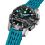 Festina hybrid titan klocka med blått silikonband, svart urtavla och silverfärgad ram